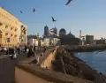Campo del Sur con la Catedral de C�diz al fondo y el Atl�ntico al atardecer.
