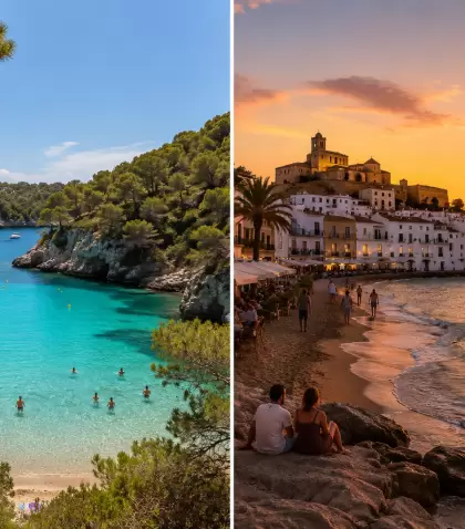 Menorca ofrece calas tranquilas y naturaleza; Ibiza suma m�s ambiente sin depender de la fiesta.
